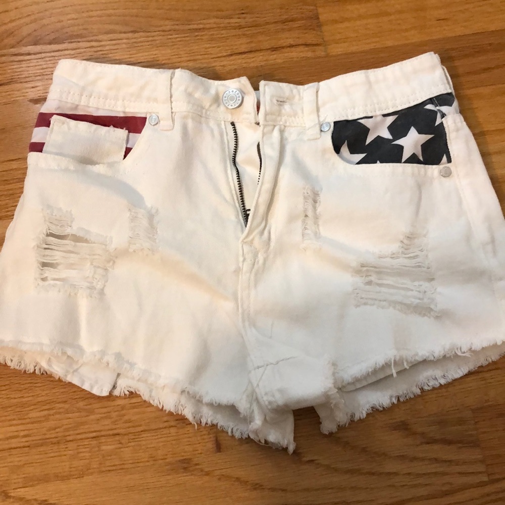 White denim shorts